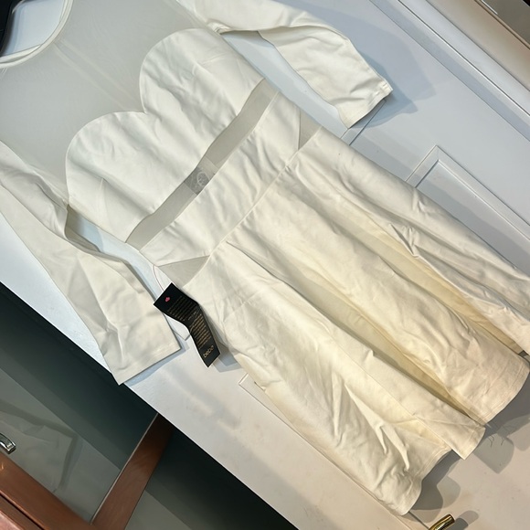 White Lycra Dress with Sheer Accents-NWT-Medium - Picture 1 of 9